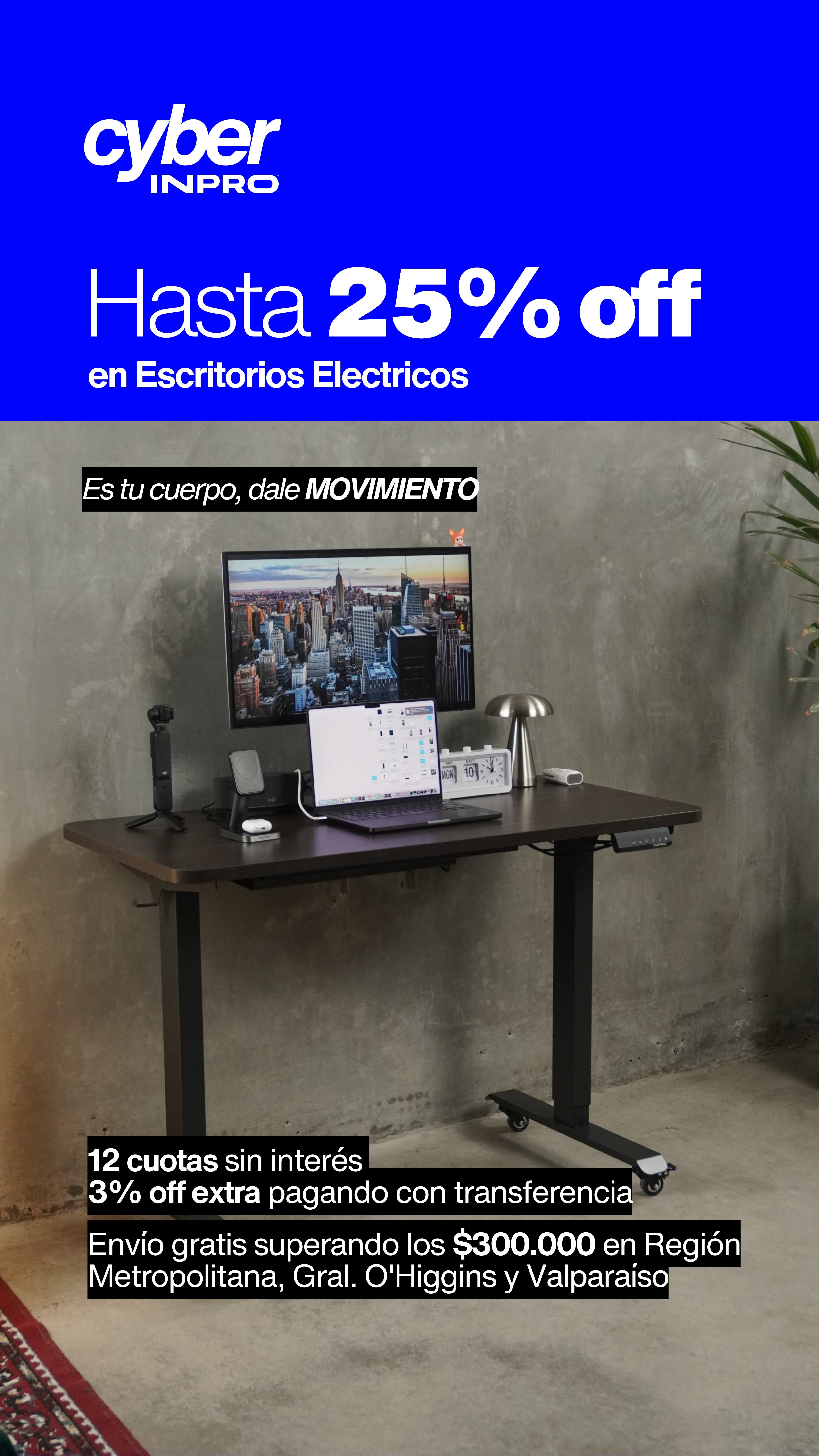 Cyber INPRO: hasta 25% off en escritorios electricos
