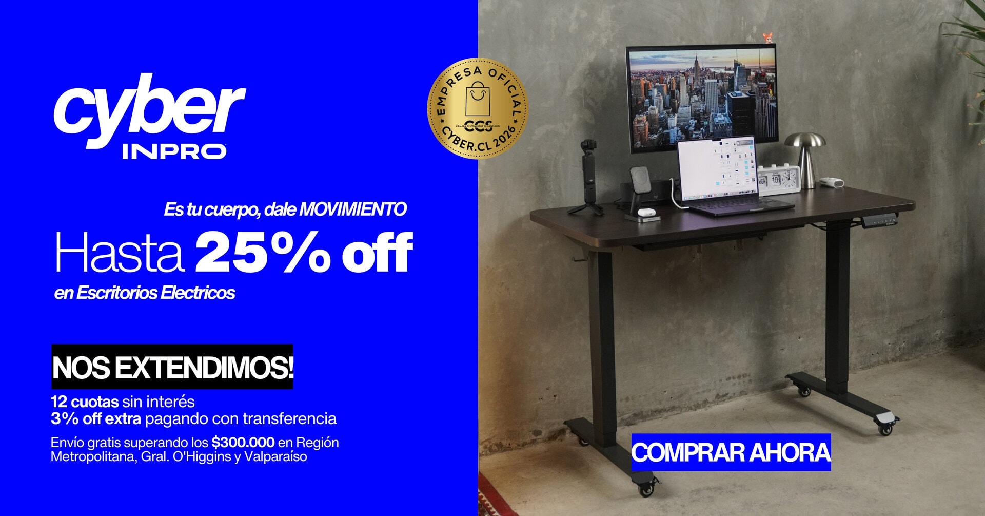 Cyber INPRO: hasta 25% off en escritorios electricos