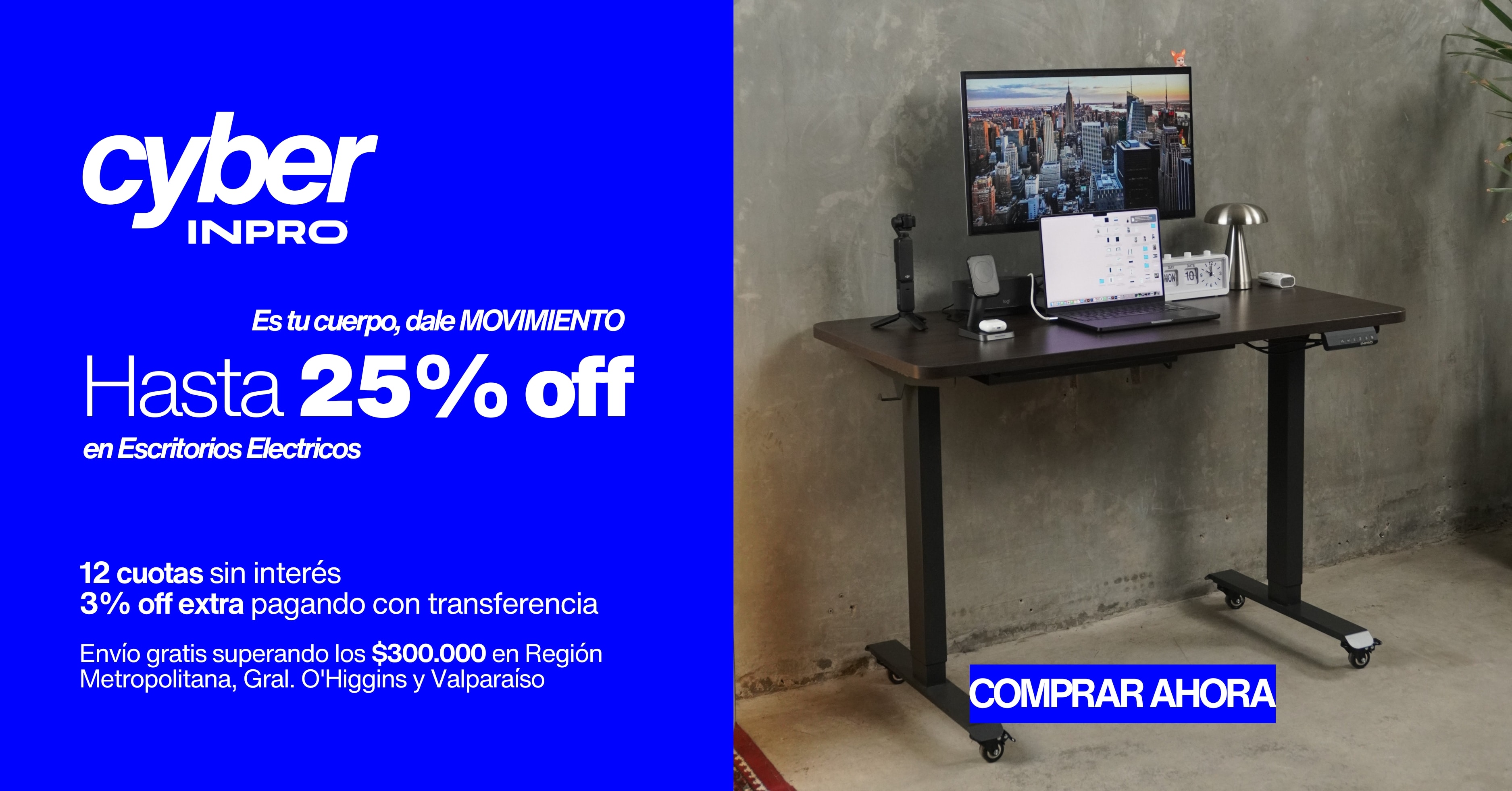 Cyber INPRO: hasta 25% off en escritorios electricos
