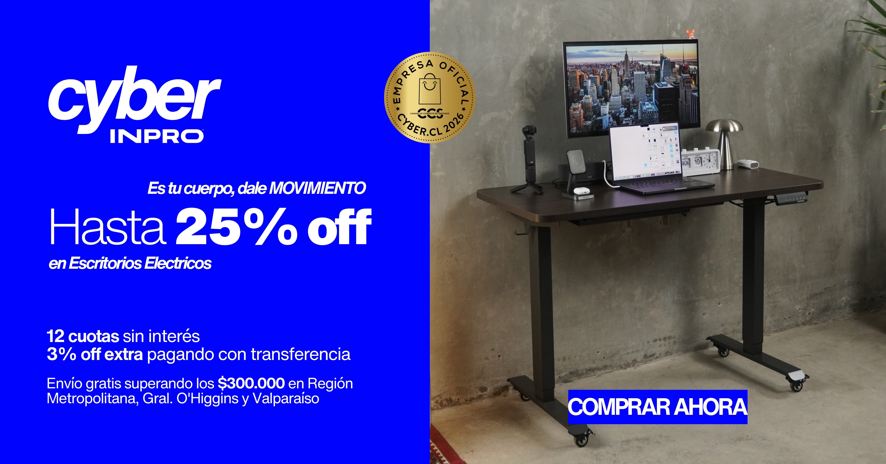 Cyber INPRO: hasta 25% off en escritorios electricos