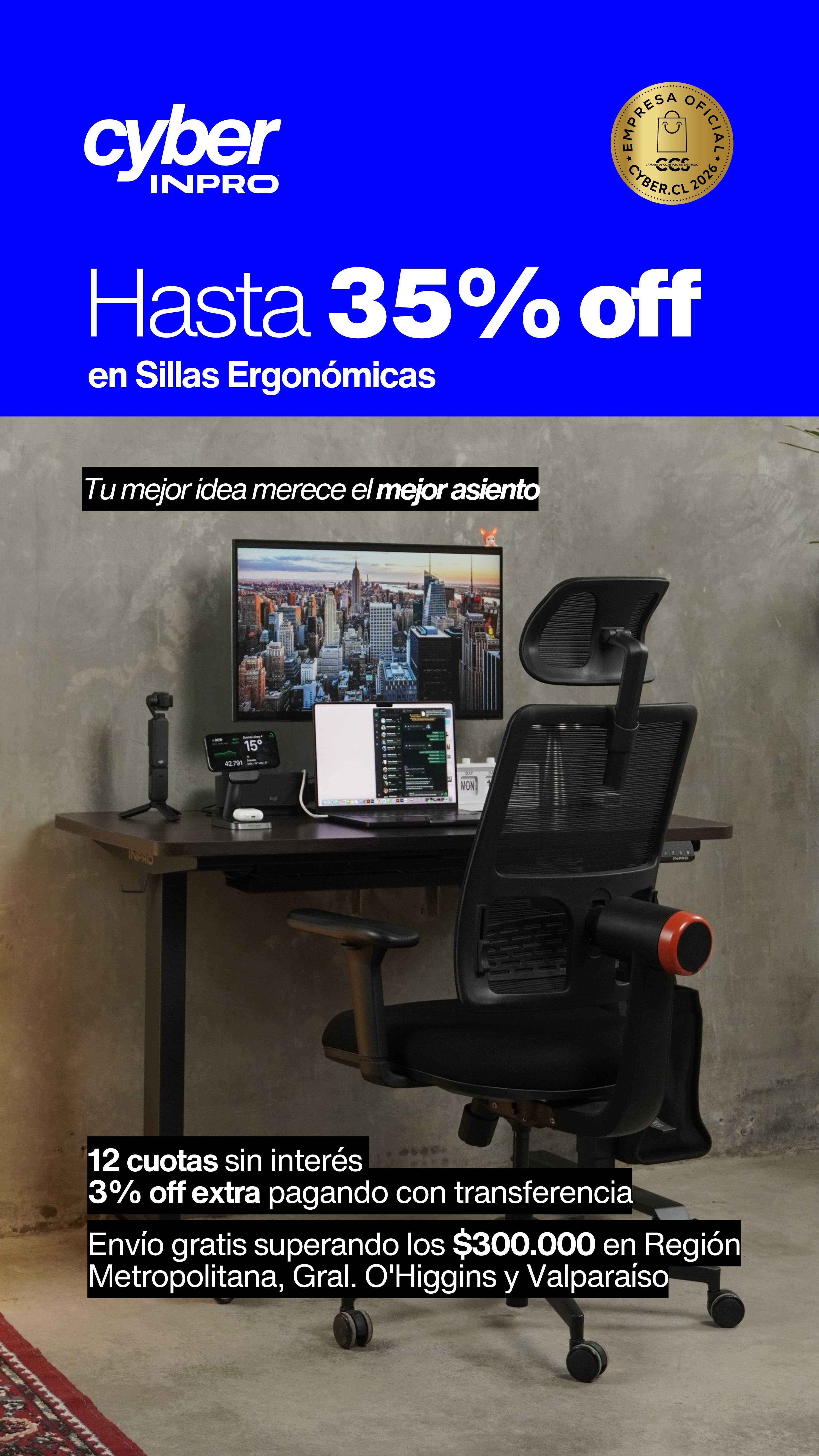 Cyber INPRO: hasta 35% off en sillas ergonomicas