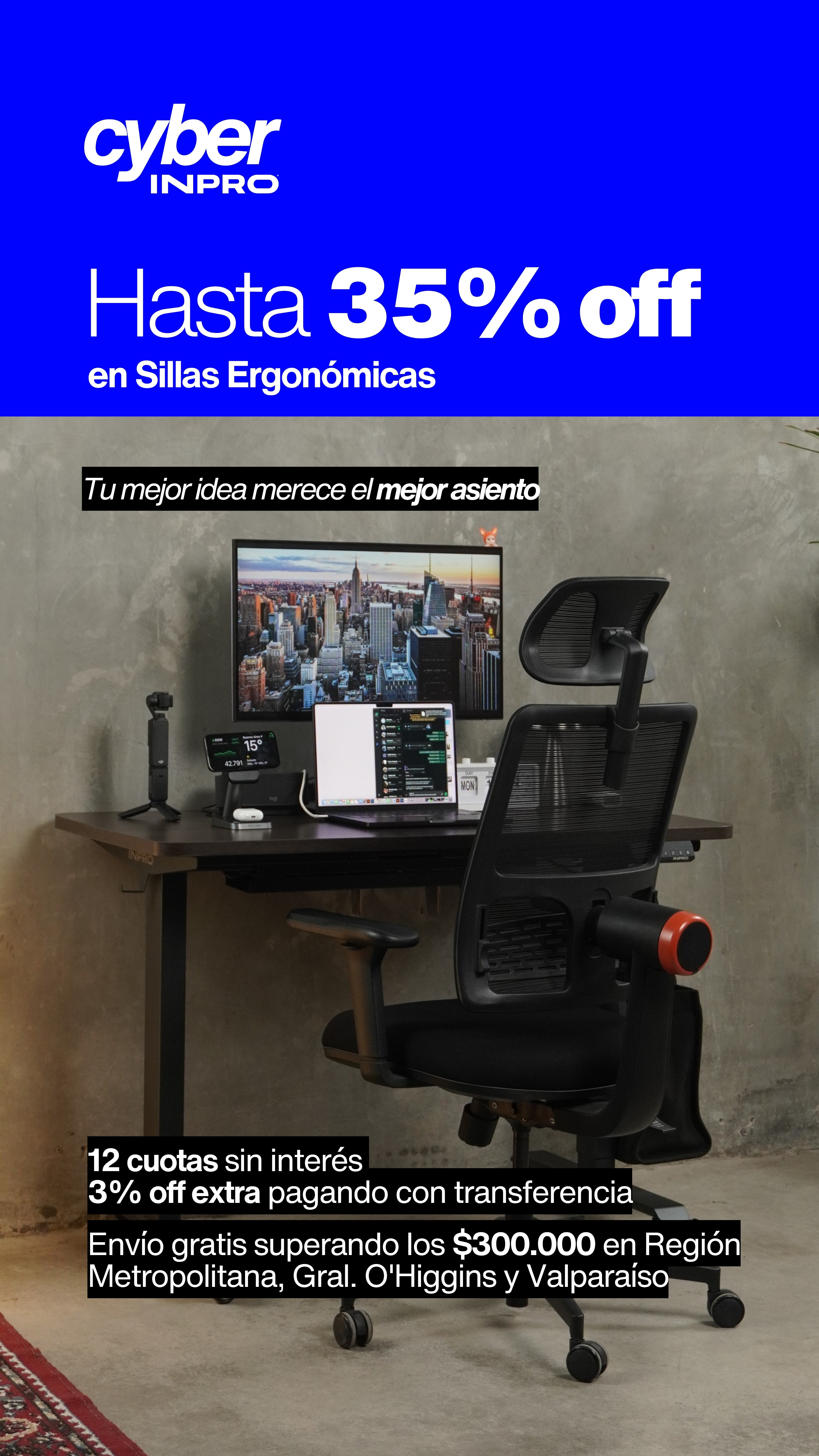 Cyber INPRO: hasta 35% off en sillas ergonomicas