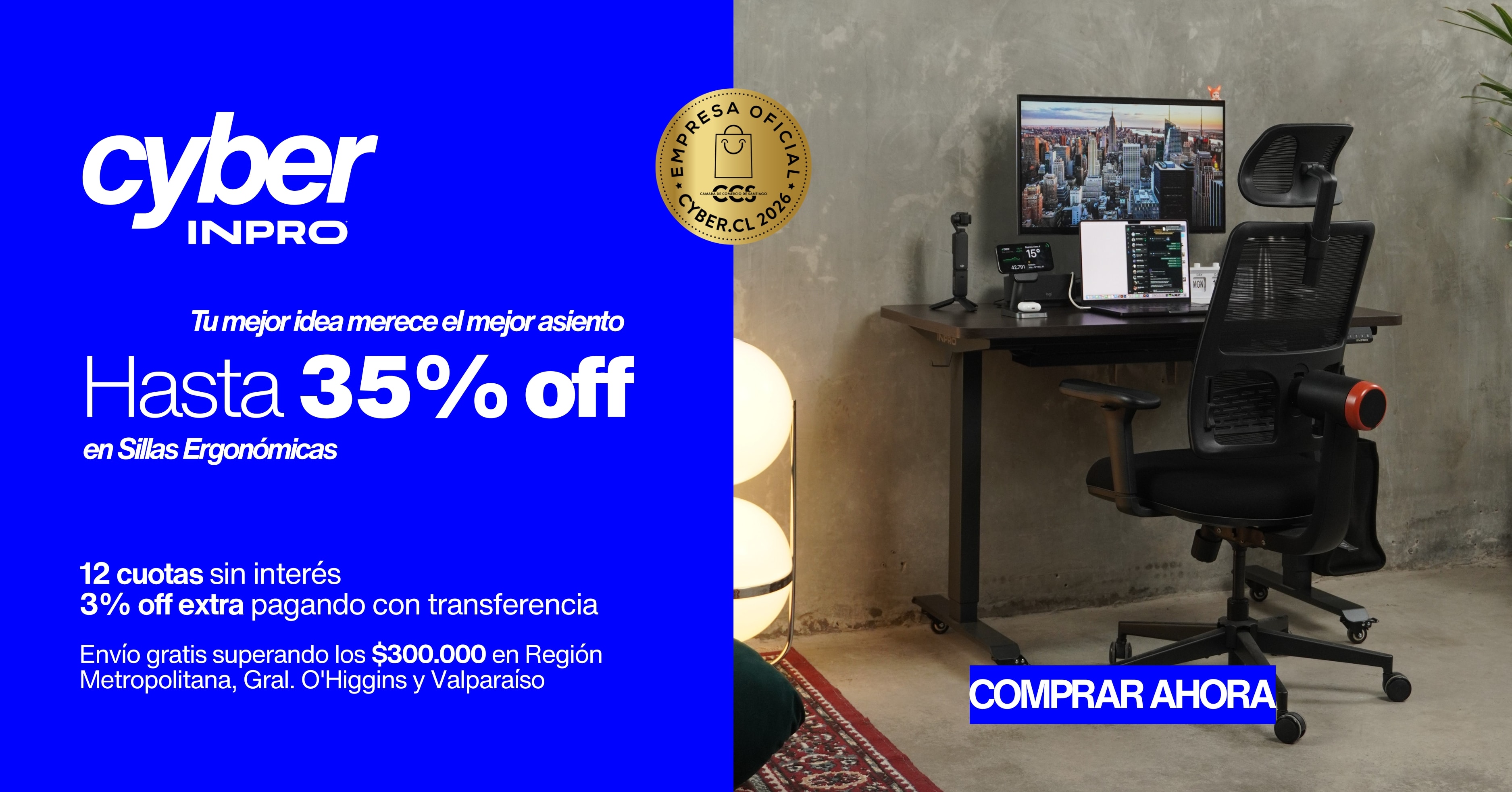 Cyber INPRO: hasta 35% off en sillas ergonomicas