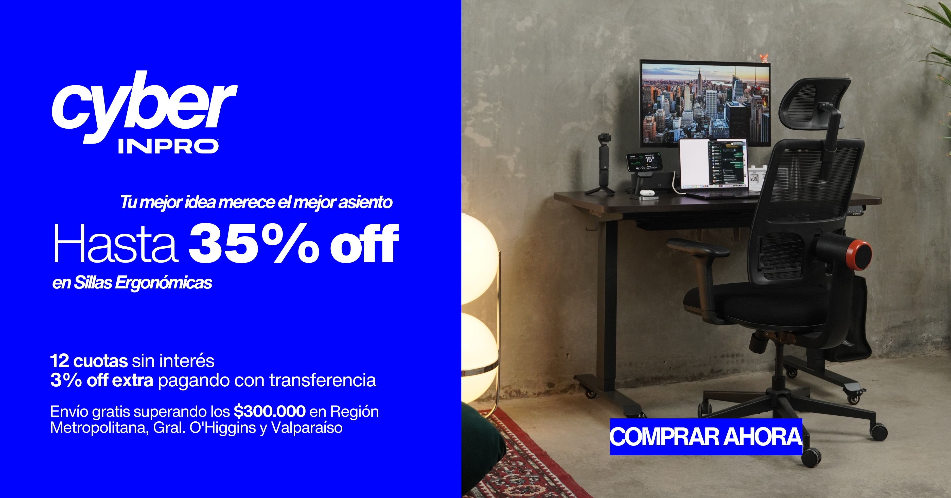 Cyber INPRO: hasta 35% off en sillas ergonomicas