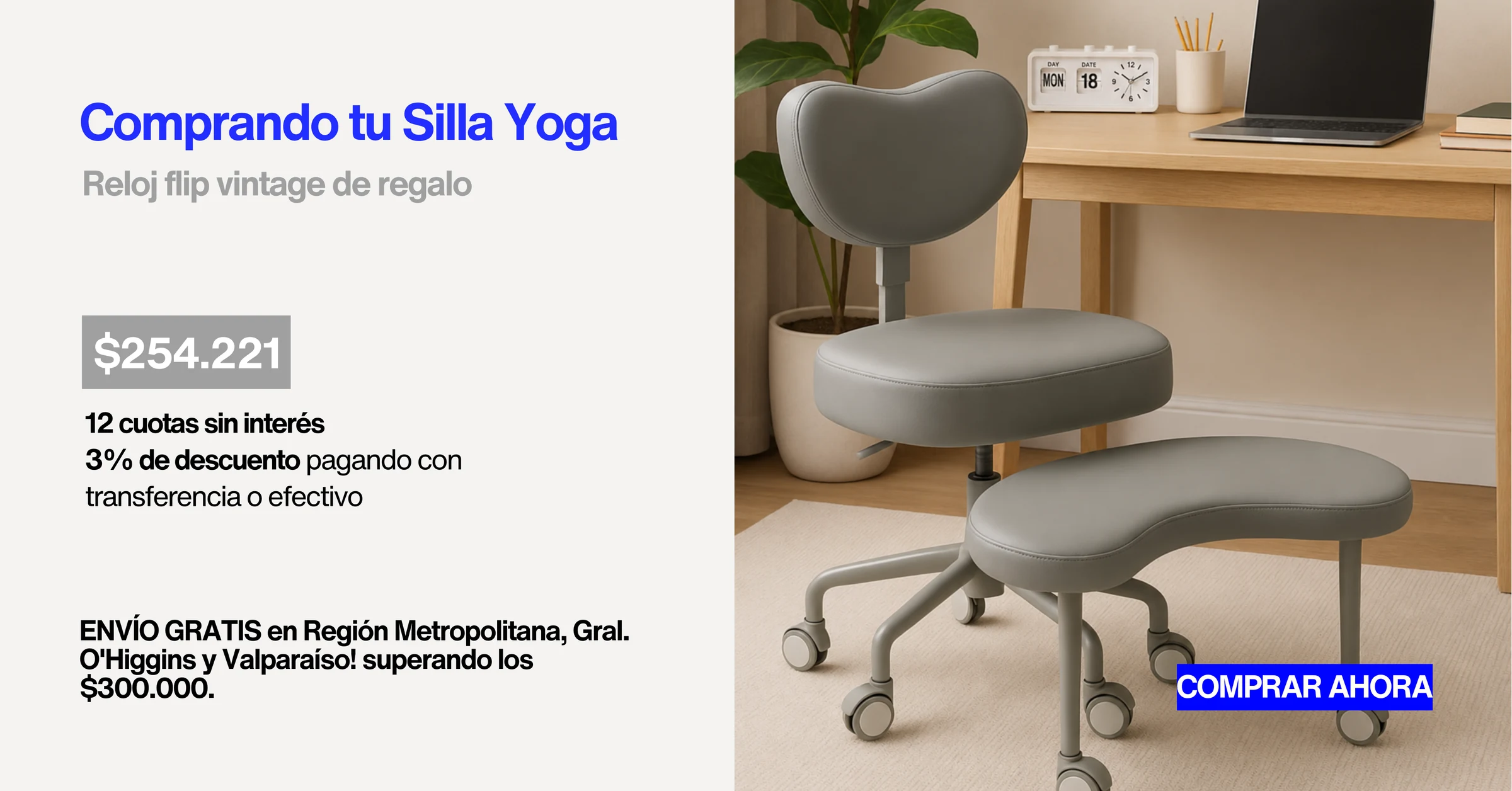 Dia del Padre INPRO: Silla Yoga con reloj flip vintage de regalo