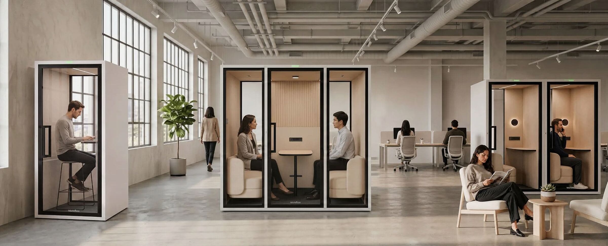 Pods acústicos SoundBox para oficinas