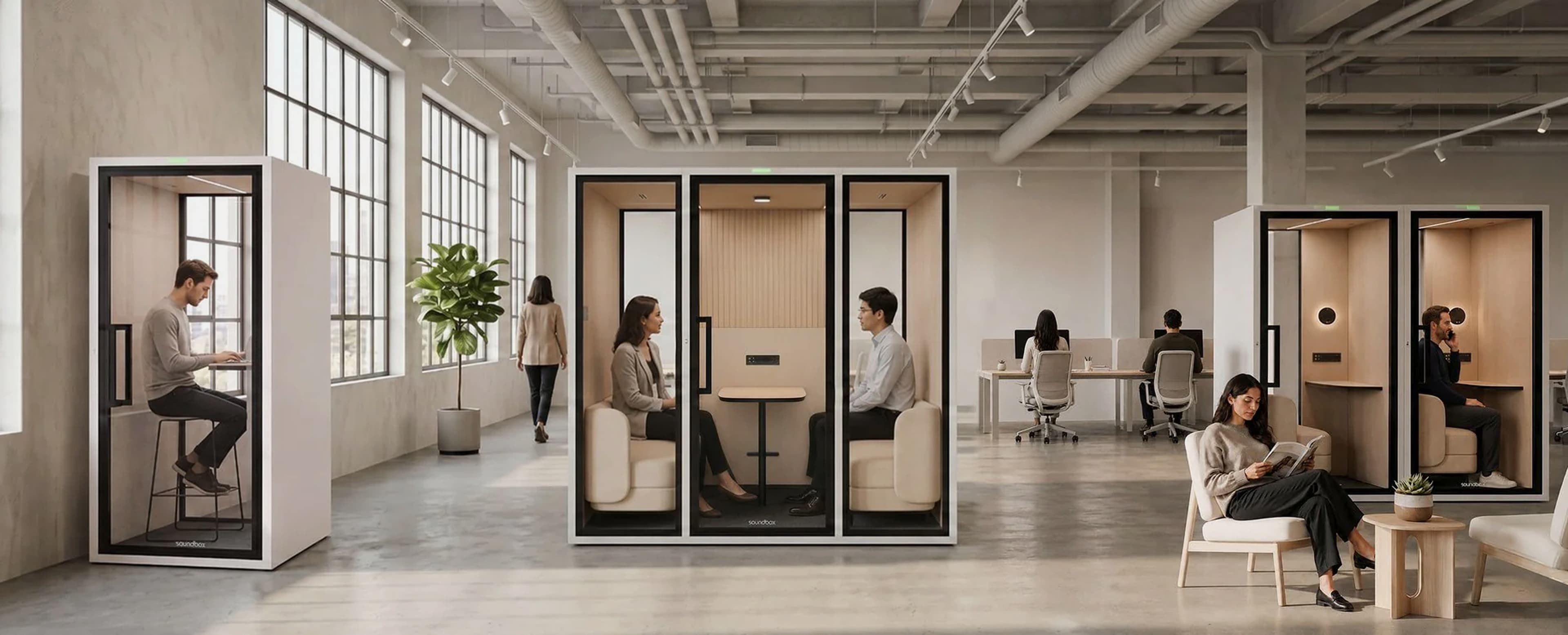 Pods acústicos SoundBox para oficinas